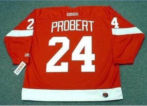 

пользовательские мужчины молодежные женщины винтажные # 24 проберт детройт ред уингз 1993 ccm hockey джерси размер s-5xl или пользовательски, Black