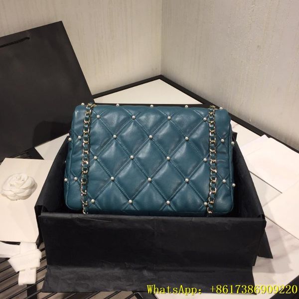 

women's cf flap bag leather shoulder crossbody bags pearl decoration