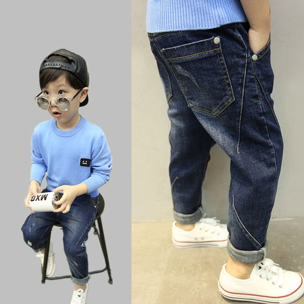 

spring kids pants girls baby boys jeans thick children jeans for boys kids casual denim pants toddler kids clothing, Blue
