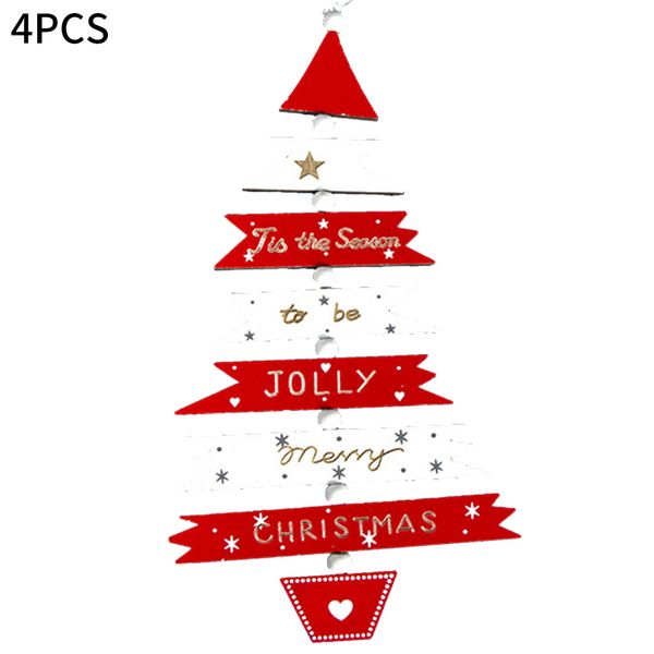 

4pcs craft christmas trees toy wooden holiday hanging ornament festival color painting kids gift home garden party pendant