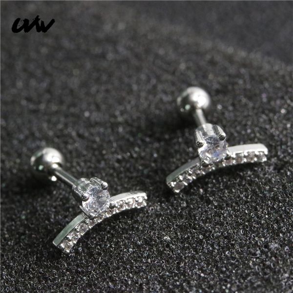 

uvw358 2pc 316l lovely tiny cz geometric stud earrings helix tragus piercing body jewelry earrings for women pendientes, Golden;silver