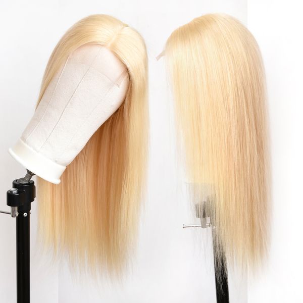 

613 blonde 4*4 lace cloure human brazilian hair human wigs with baby hair 150% brazilian straight lace wigs, Black