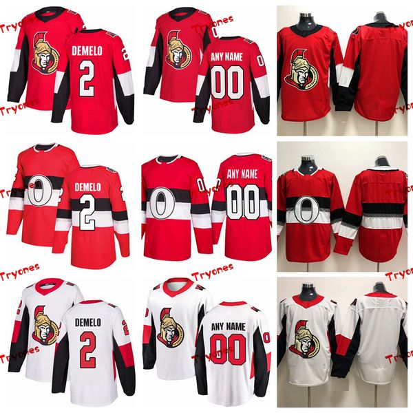 

2019 ottawa senators dylan demelo stitched jerseys customize 100th classic shirts home red #2 dylan demelo hockey jerseys s-xxxl, Black;red