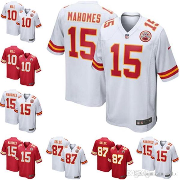 

2019 new men women youth kansas city jerseys chiefss 10 tyreek hill 15 patrick mahomes 87 travis kelce jerseys white red jersey s-xxxl, Black