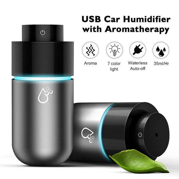 

portable auto mini ultrasonic usb car air humidifier essential oil diffuser led lights for car aroma diffuser