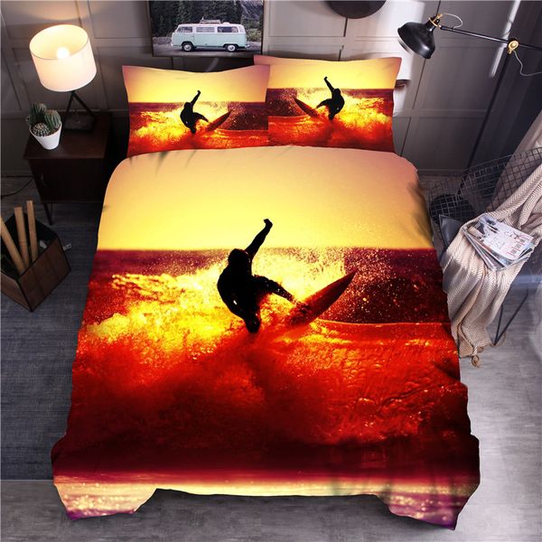 

sport surfing printed bedding set duvet cover sets  king quilt cover bed linen