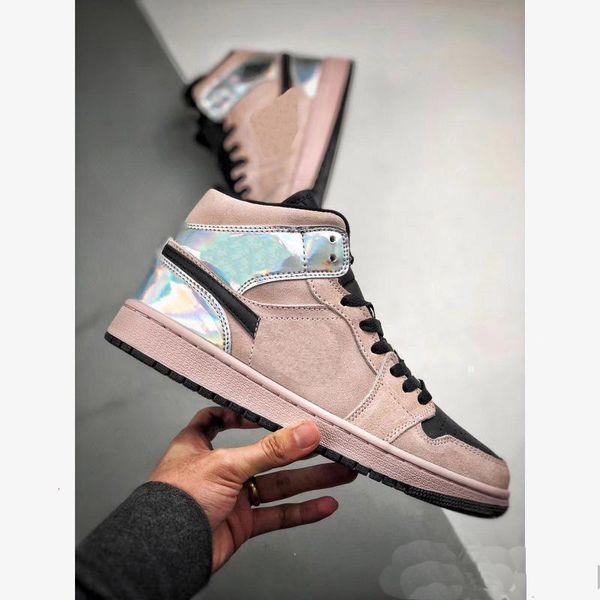 

2020 new 1 1s mid basketball shoes dirty powder iridescent beige black designer sports sneakers bq6472-602 size 36-46 with box