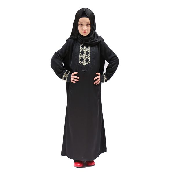 

eid mubarak black kids abaya turkey hijab muslim dress kaftan dubai caftan african dresses for girls ramadan islamic clothing, Red