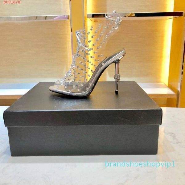 

boots high heels women sandals, mid crystal transparent sole gold leather pumps for fashion lady in party wedding, Black
