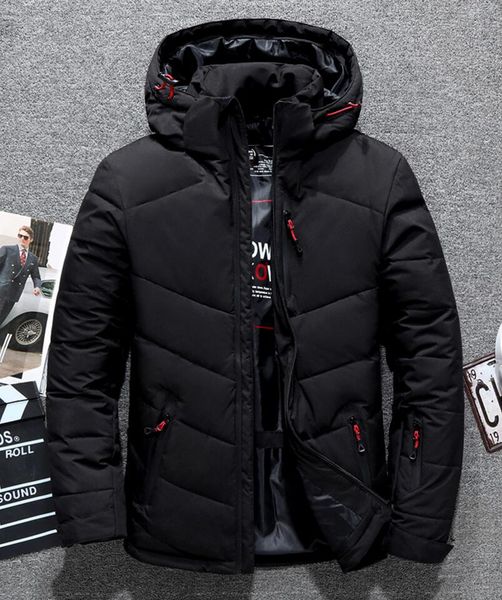 

новые мужчины одежда пуховики капюшоном зима сохранить тепло вниз пальто мужские обращенную открытый сгущаться куртки и пиджаки goose parkas, Black