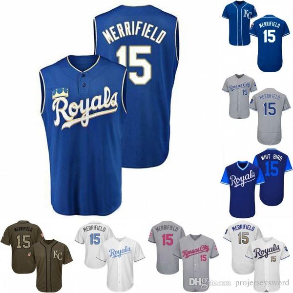 

Mens 15 Whit Merrifield Kansas City Jersey 100% Stitched Whit Merrifield Flex Base Cool Base Royals Baseball Jerseys Free Shipping