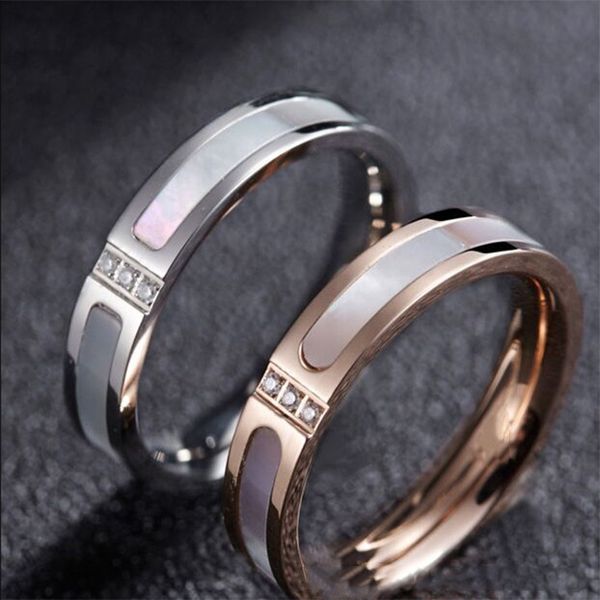 

Женская мода три алмаза набор раковина кольцо любовь серебро 18K розовое золото ти