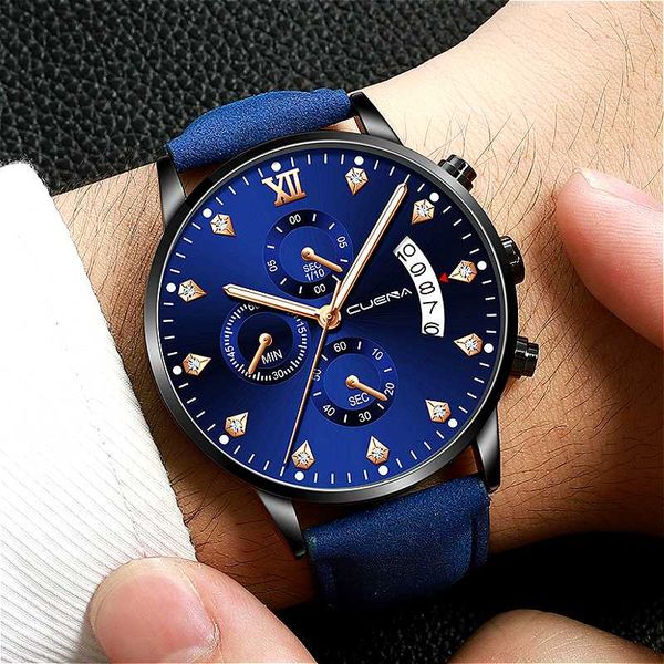 

2019 men quartz watch sport wristwatch leather strap mens reloj complete calendar watches homme saati relogio masculino, Slivery;brown