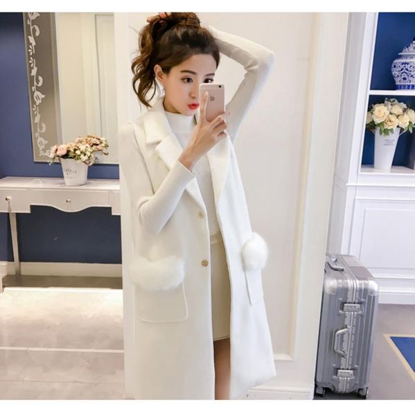 

women's korean wild vest long suit collar ladies vest black jacket waistcoat spring tide autumn winter solid color new l70, Black;white
