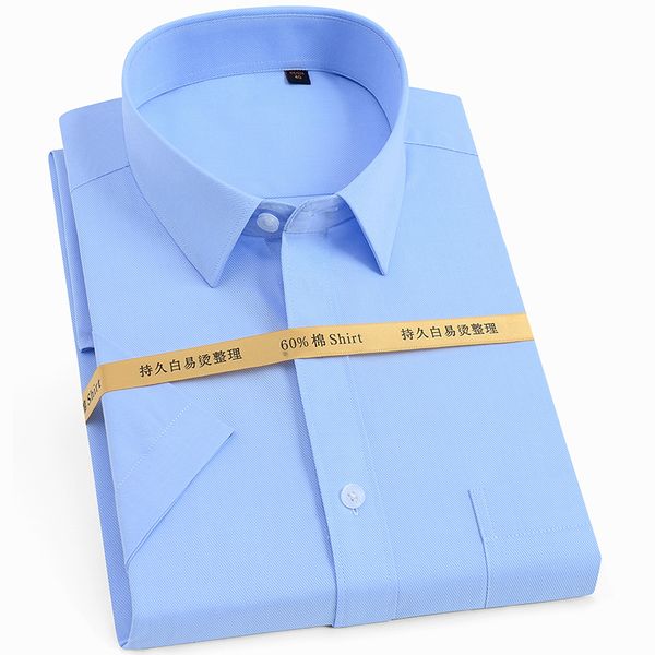

mens work shirts brand short sleeve business striped twill men dress shirts 2019 white male formal men shirt 60% cotton, White;black