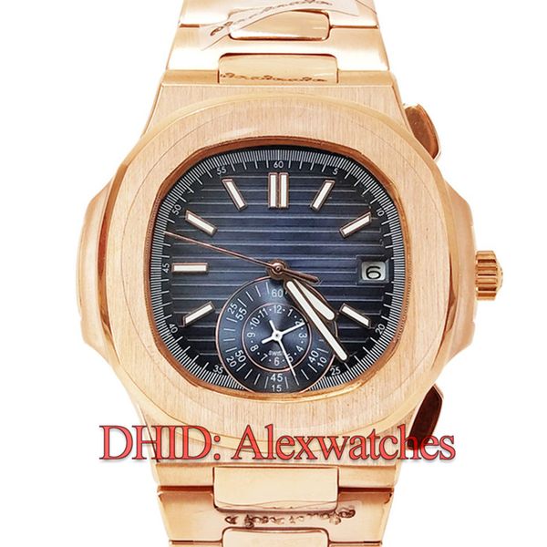 

new classic rose gold watch 5980/r-001 self-winding automatic wristwatch316l stainless steel case bracelet blue dial luxury mens watches, Slivery;brown