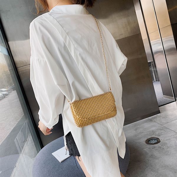 

socialite banquet bag size shoulder bag small square sequins studded diagonal ladies chain