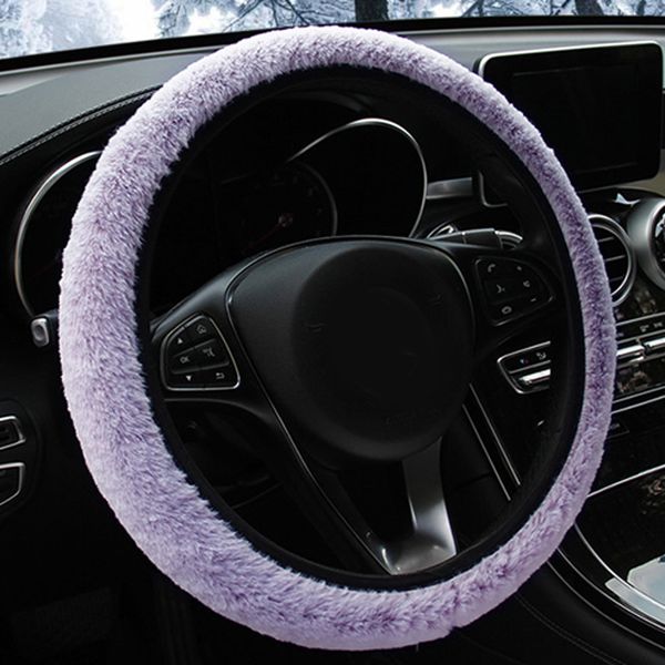 

universal car steering wheel cover plush breathable anti-slip 37-39cm pink