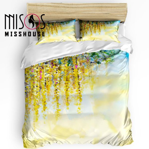 

misshouse bedding sets yellow art paintings home textile 3pcs duvet cover set comforter cover pillowcases
