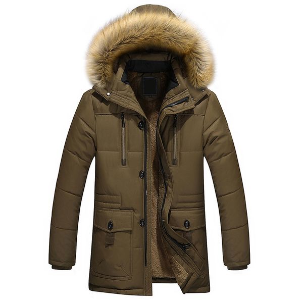 

coats overcoat men's parkas thick winter jackets long hats fashion casual hombre solid warm windproof fur collar 5xl 4xl moownuc, Tan;black
