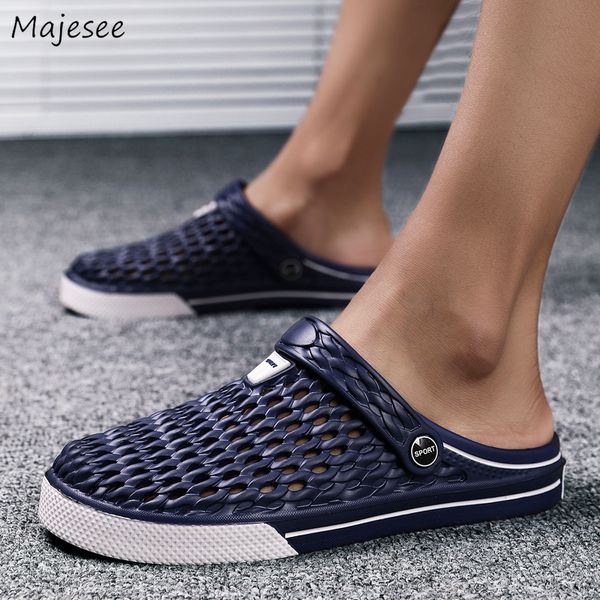 

men's slippers summer new beach waterproof non-slip breathable shoes men outdoor soft bottom leisure simple trendy korean style, Blue;gray