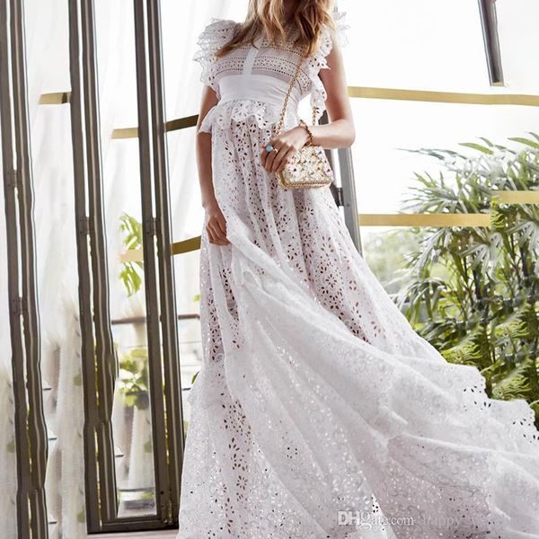 

vintage lace patchwork long dress women hig waist sleeveless hollow out madi dresses female 2019 spring fashion, Black;gray