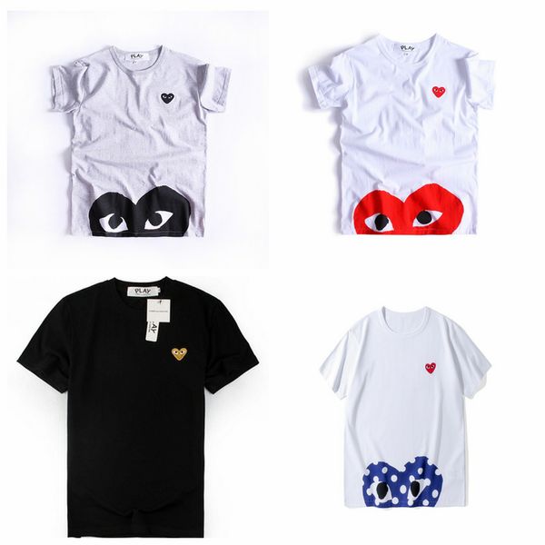 

red eyes 2019ss grey com des g garcons cdg holiday heart emoji t-shirt new large red hearts limit the expression love couples, Black;blue