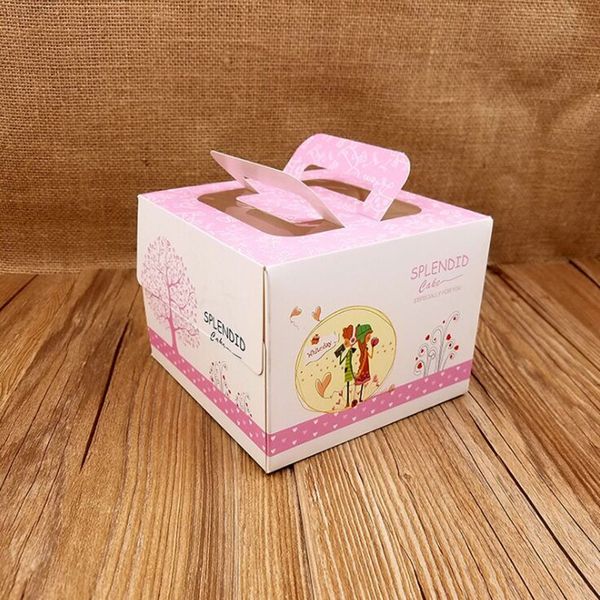 

feiluan store new fashion cake box 50pcs 13.5x13.5x10.2cm sweet pink strawberry birthday party cake for wedding & engagement