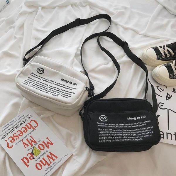 

canvas small square bag 2020 new letter canvas crossbody bags casual student shoulder bag for girl messenger bags male