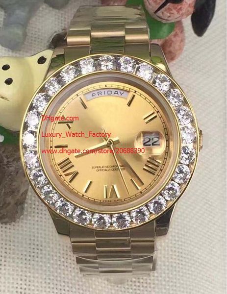 

президент завод прямых продаж top quality day-date ii 41mm 116610 желтое золото bigger алмазные автоматические механические mens мужские час, Slivery;brown