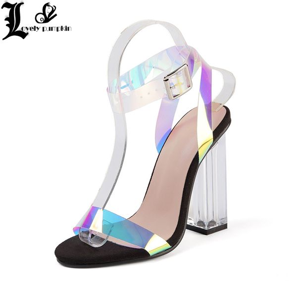 

summer high heel shoes women sandals transparent candy color slippers clear pu slides female outdoor casual slip on sandals, Black