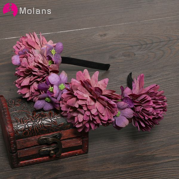 

molans noble flower crown hairbands for bridal wedding headwear fabric flowers headband bride hair accessories for pgraph