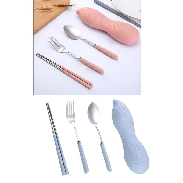 

8pcs reusable travel cutlery set fork spoon chopsticks with carrying