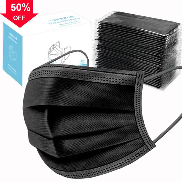 

1q8c pm2.5 elastic mouth masks soft breathable face non woven disposable protective-dust mask fast black blue