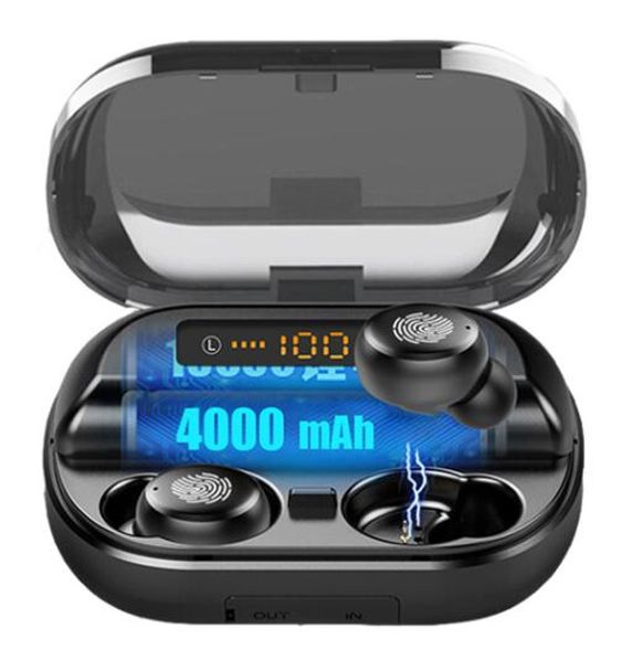 

v11 tws bluetooth headphone 4000mah led display wireless bluetooth v5.0 earphones 9d stereo waterproof earbuds with microphone 10pcs dhl