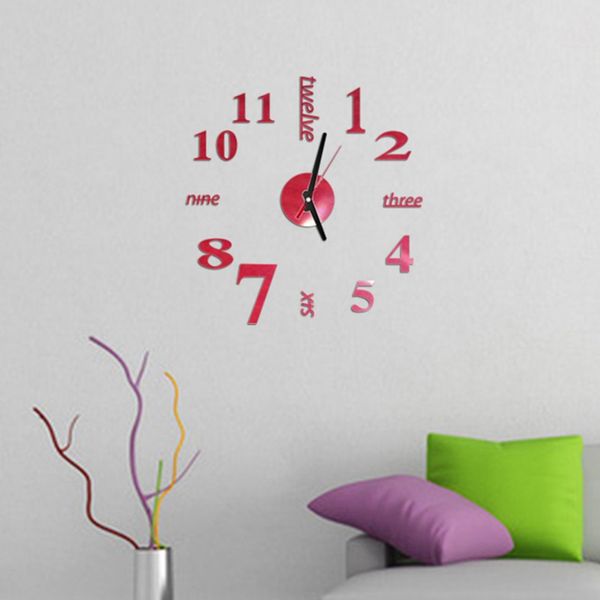 

2020 creative 3d diy acrylic mirror effect home decoration wall stickers brief style still life living room acrylic wall clock