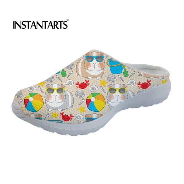

instantarts cute hamster printed summer beach women's flip flops beach sandals casual water slipper for ladies flat shoes girls, Black