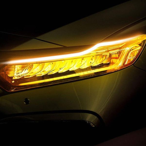 

1pair auto switchback car flexible led strip light drl sequential flow headlight turn signal