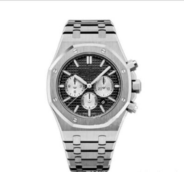 

new luxury men's watch stainless steel 42mm vk quartz chronograph movement sports men business sapphire wristwatch ing, Slivery;brown