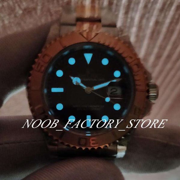 

real p new style super waterproof gmf factory men's watches date 904l rose gold automatic cal.3135 watch steel bezel dive watch, Slivery;brown