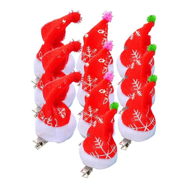 

creative christmas hat design hairpins luminous cap hair clip flash santa cap hairpin party barrettes for kids(random pattern