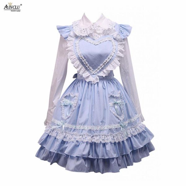 

middle-long dress ainclu womens cotton white lolita blouse and blue sweet lolita skirt for spring/summer/autumn and winter, Black;red