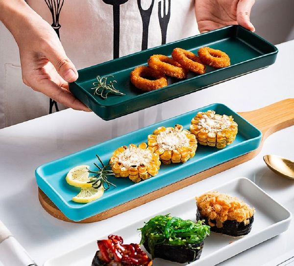 

2020 new product ceramic plate sushi long shape plate western sashimi japanese-european creative tableware household plate