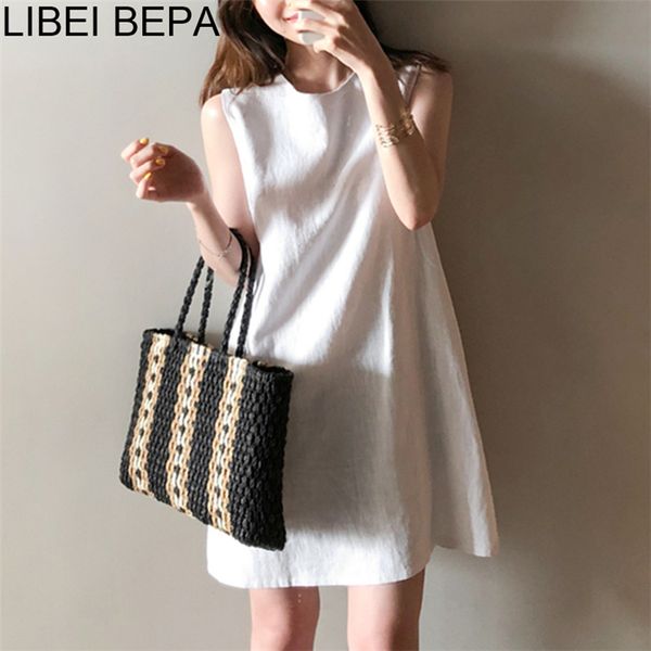 

2020 new spring summer women dresses high waist sleeveless casual solid multi colors zipper cotton and linen mini dress dr1818, Black;gray