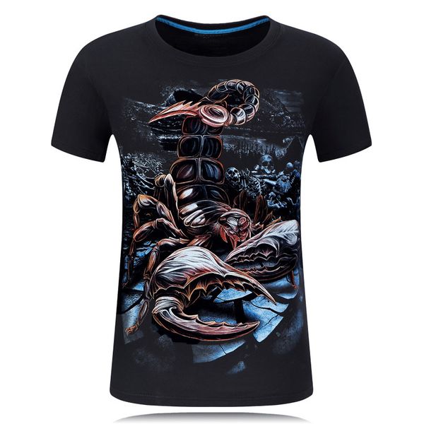 

new explosion 3d short-sleeved men's t-shirt three-dimensional domineering personality round neck t-shirt has xl-scorpion, White;black