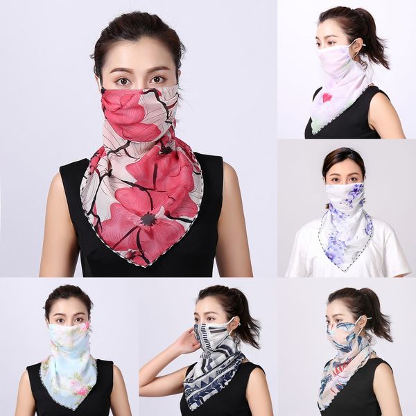 

xhhkk women new scarf chiffon mask silk face handkerchief outdoor windproof half face dust veil scarf party masks, Black