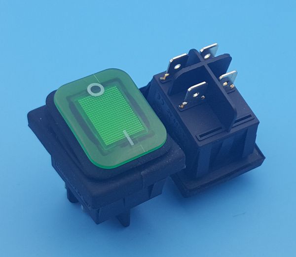 Interruttore a bilanciere per lampada verde a 4 pin on-off DPST impermeabile IP67 da 100 pezzi 16 (10) A 250 V CA
