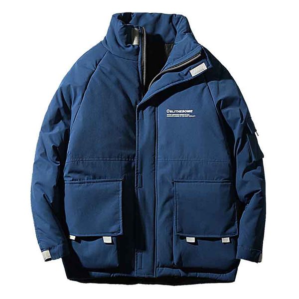 

men's parkas winter casual windbreaker thick warm down coat fashion loose stand collar jackets parkas 3 colors size m-2xl wholesale, Black