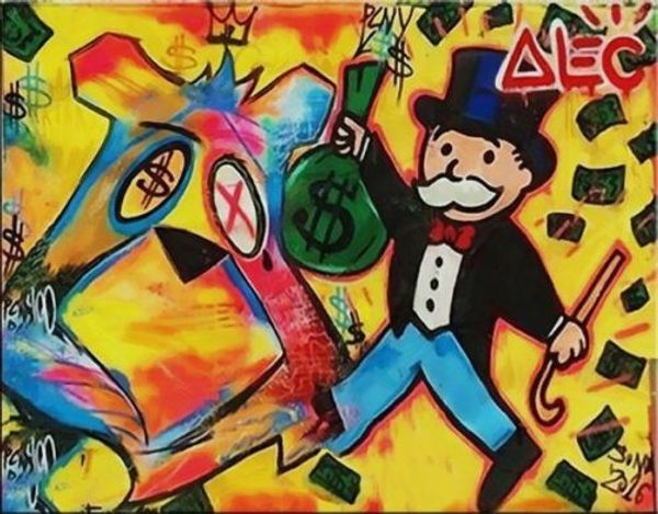 

alec monopoly graffiti art wall decor money bag home decor handpainted &hd print oil painting on canvas wall art canvas pictures 200131