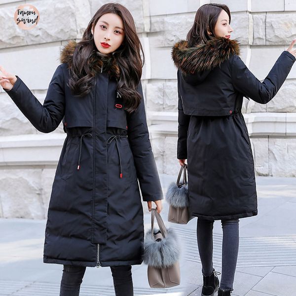 

925 full down jacket woman heavy winter jacket coat winter jacket women coat down parka women long, Black
